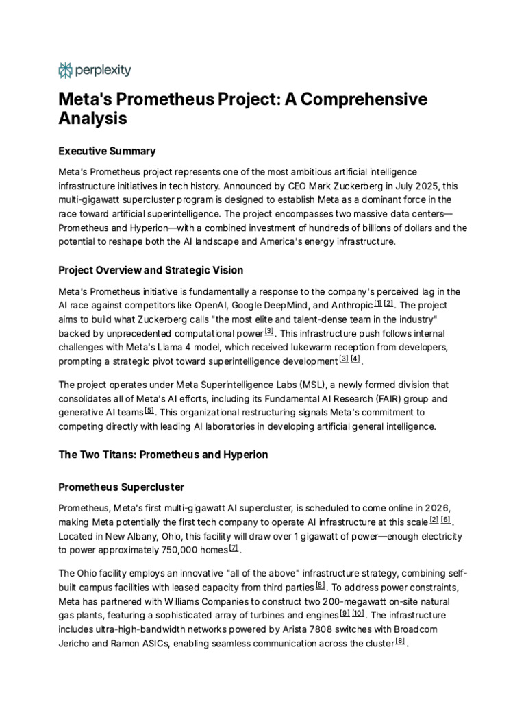 Meta's Prometheus Project - A Comprehensive Analysi | PDF | Artificial ...