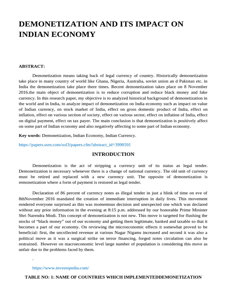 Impact of Demonetization on India | PDF | Legal Tender | Indian Black Money