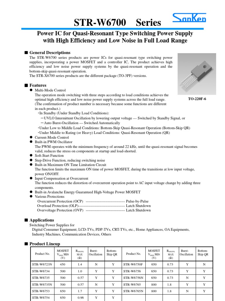 STR W6750F PDF Power Supply Switch