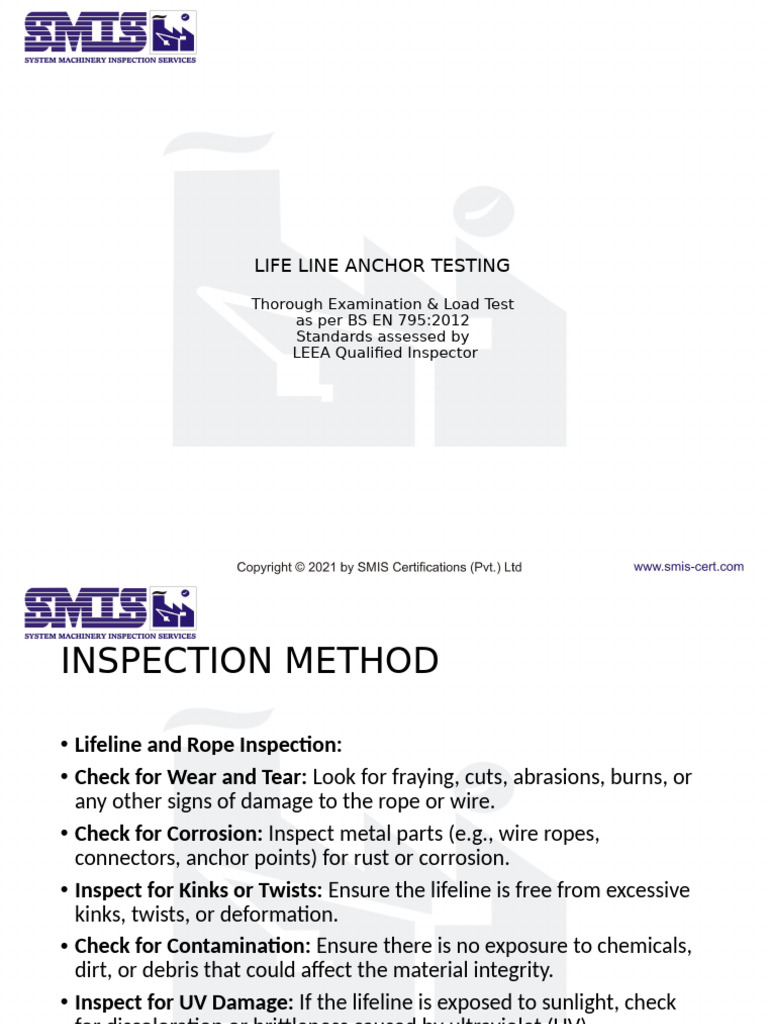 Lifeline Load Testing Procedures | PDF | Anchor | Wear