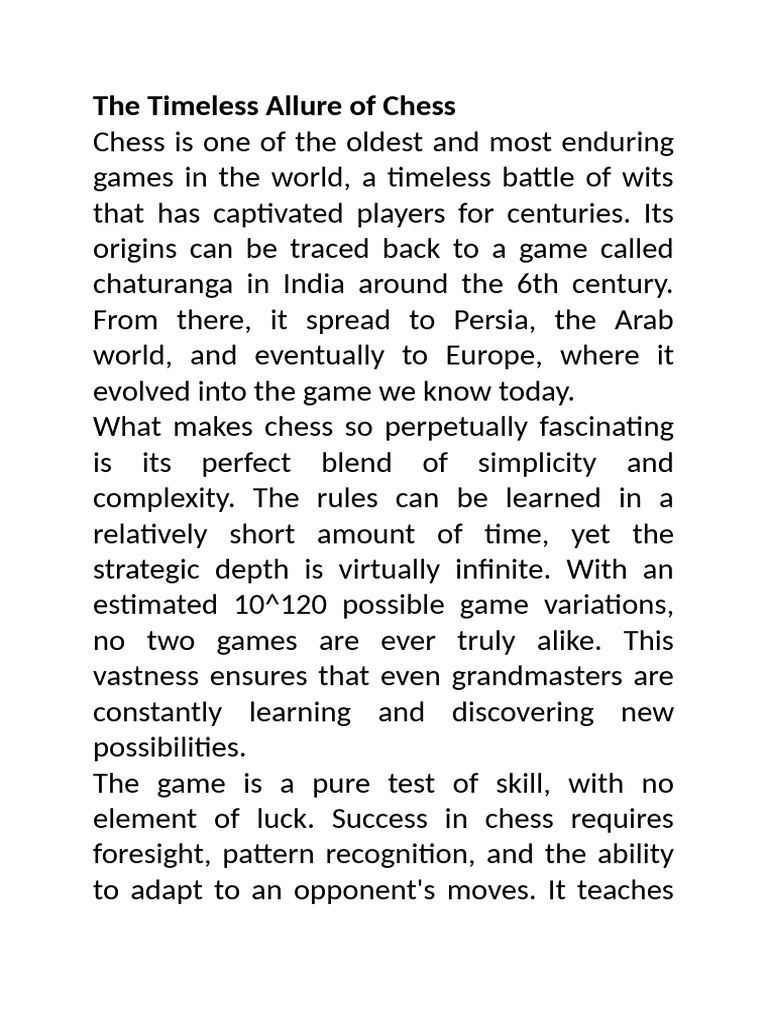 The Timeless Allure of Chess | PDF