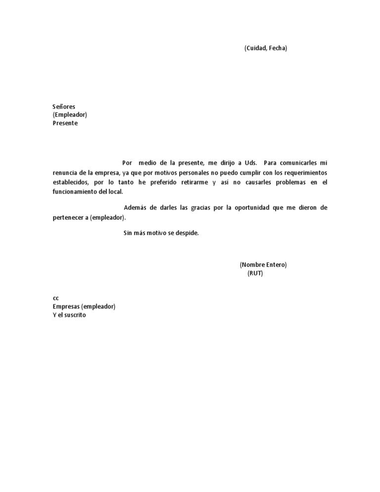 Carta de Renuncia