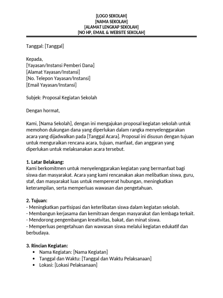 Proposal Kegiatan Sekolah 2023 | PDF