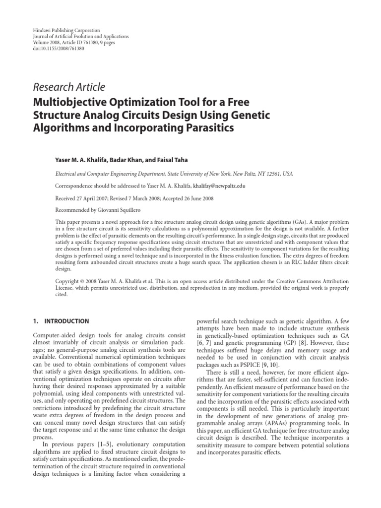 Genetic Algorithms for Analog Circuit Design | PDF | Genetic Algorithm ...