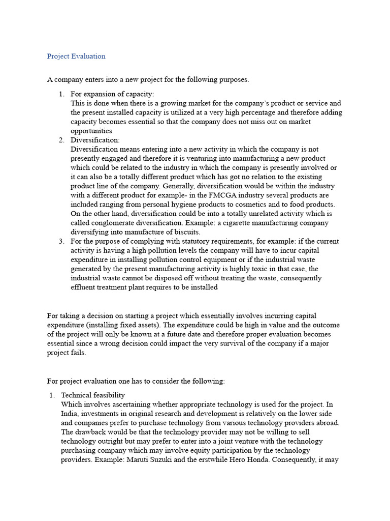Project Evaluation: Key Considerations | PDF | Bonds (Finance) | Net ...
