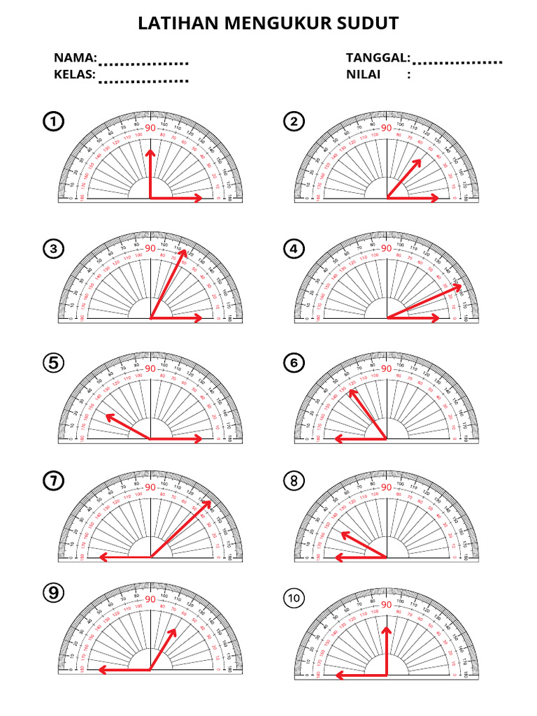 Latihan Mengukur Sudut PDF | PDF