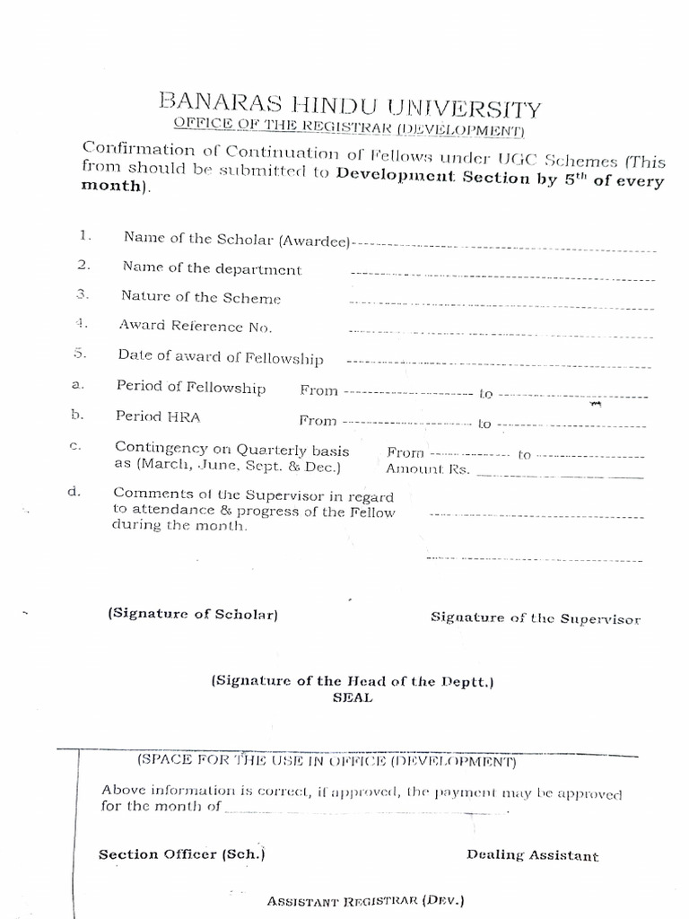 UGC Fellowship Continuation Form | PDF