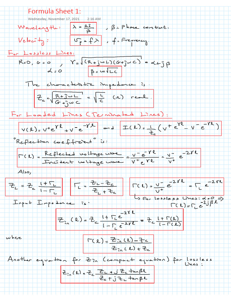 Formula Sheet | PDF