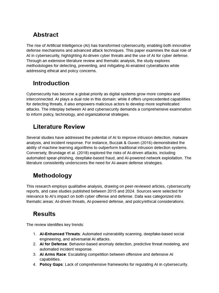 AI's Dual Role in Cybersecurity Risks | PDF | Artificial Intelligence ...