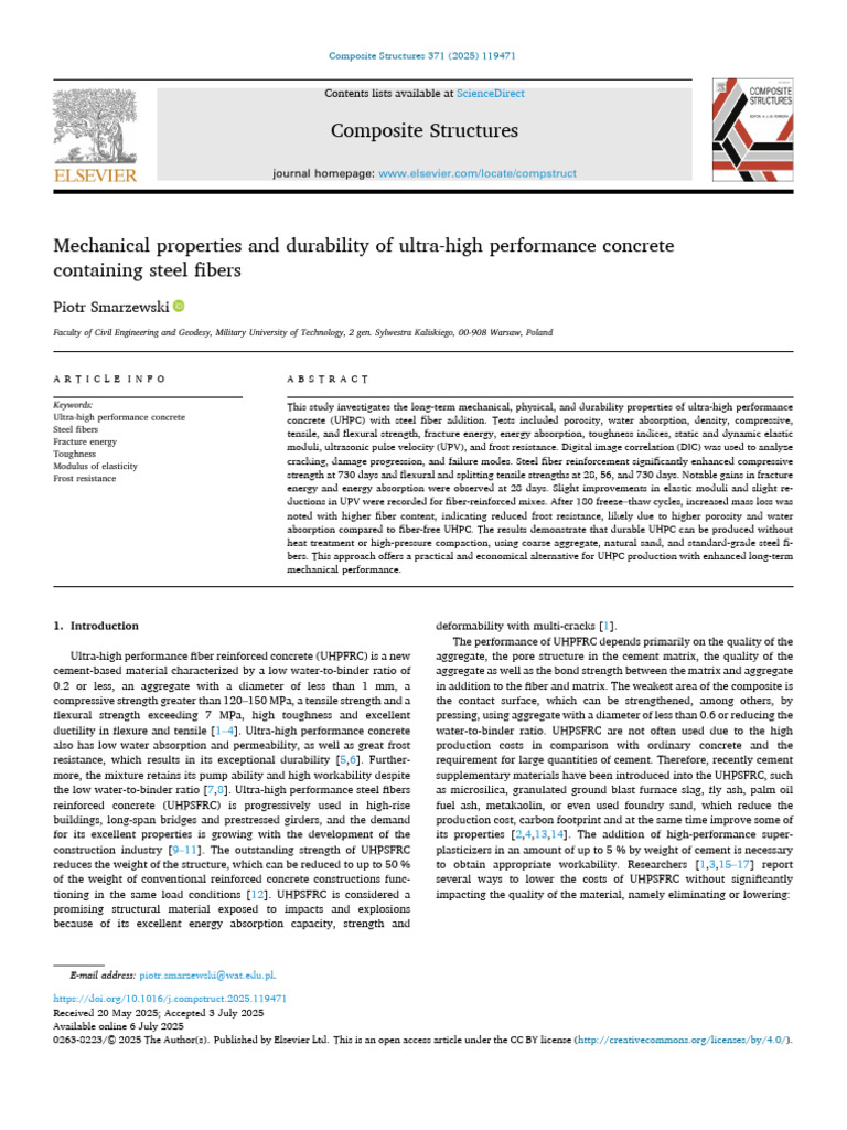 Mechanical Properties of Steel Fiber UHPC | PDF | Concrete | Cement