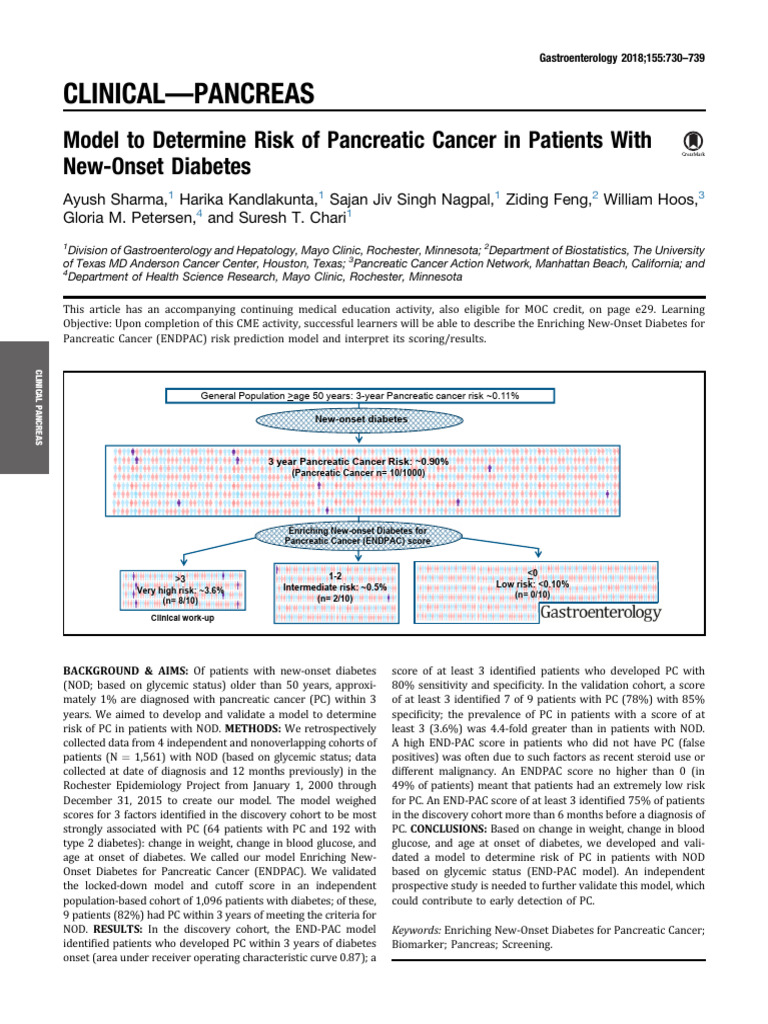 ENDPAC Model for Pancreatic Cancer Risk | PDF | Pancreatic Cancer ...
