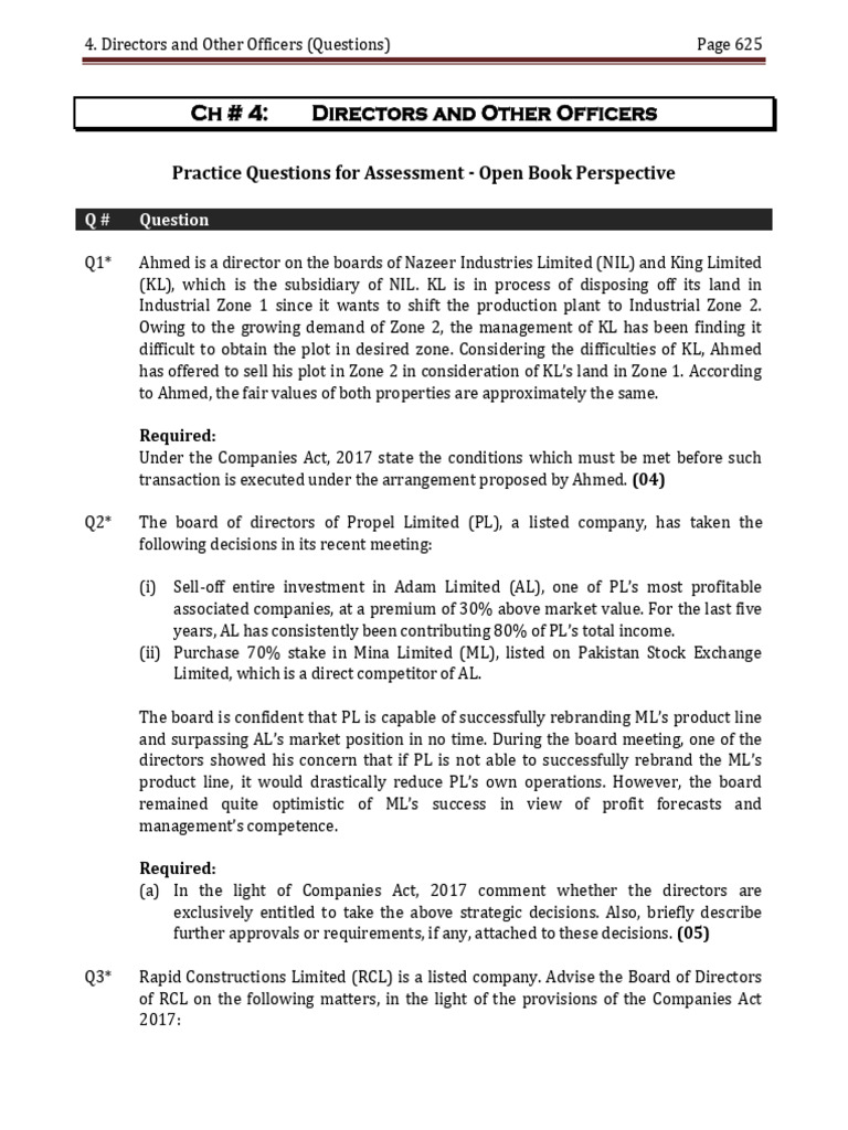 Directors and Other Officers (Questions) | PDF | Board Of Directors ...