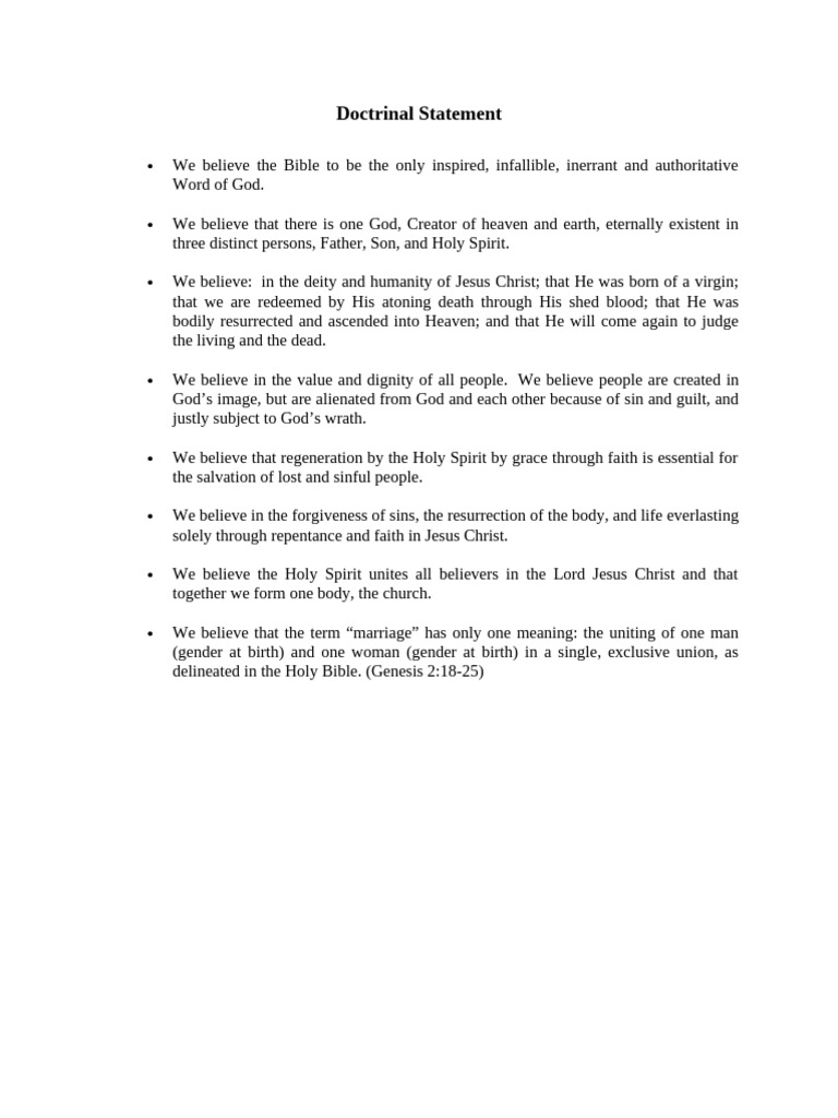 Doctrinal Statement 3.13.19 | PDF