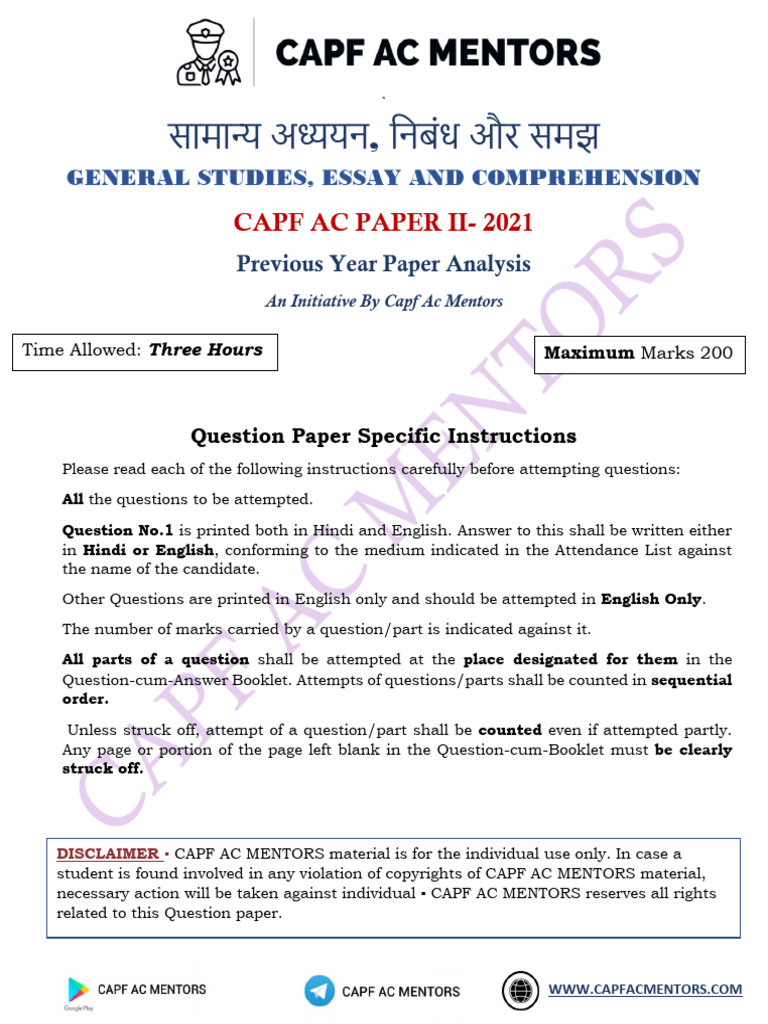 Capf Ac P2 2021 | PDF | Urbanization