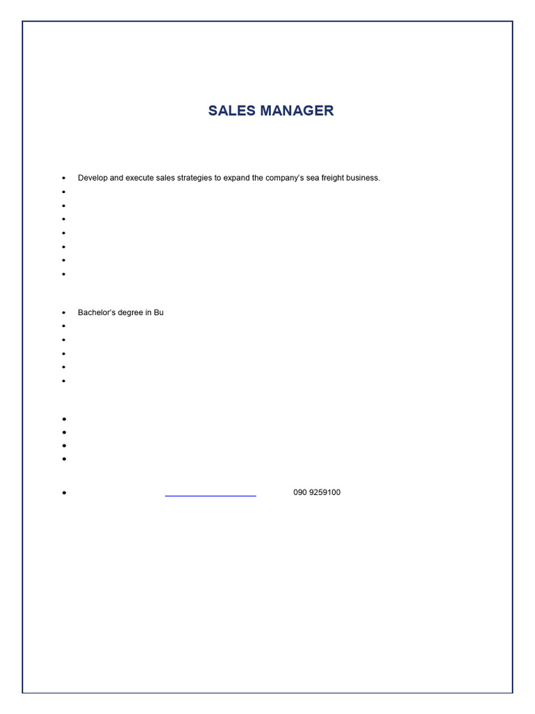 JD Sales Manager en | PDF