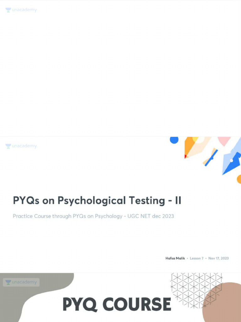 PYQs On Psychological Testing II With Anno | PDF
