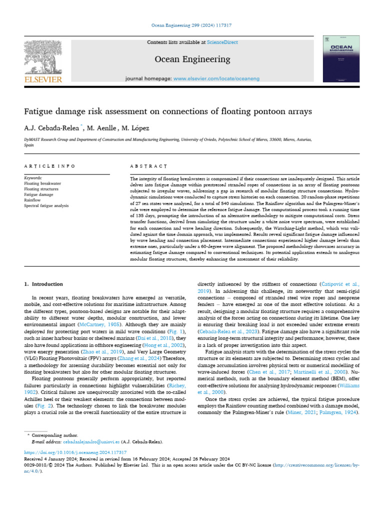 Fatigue Risk in Floating Pontoon Connections | PDF | Spectral Density ...