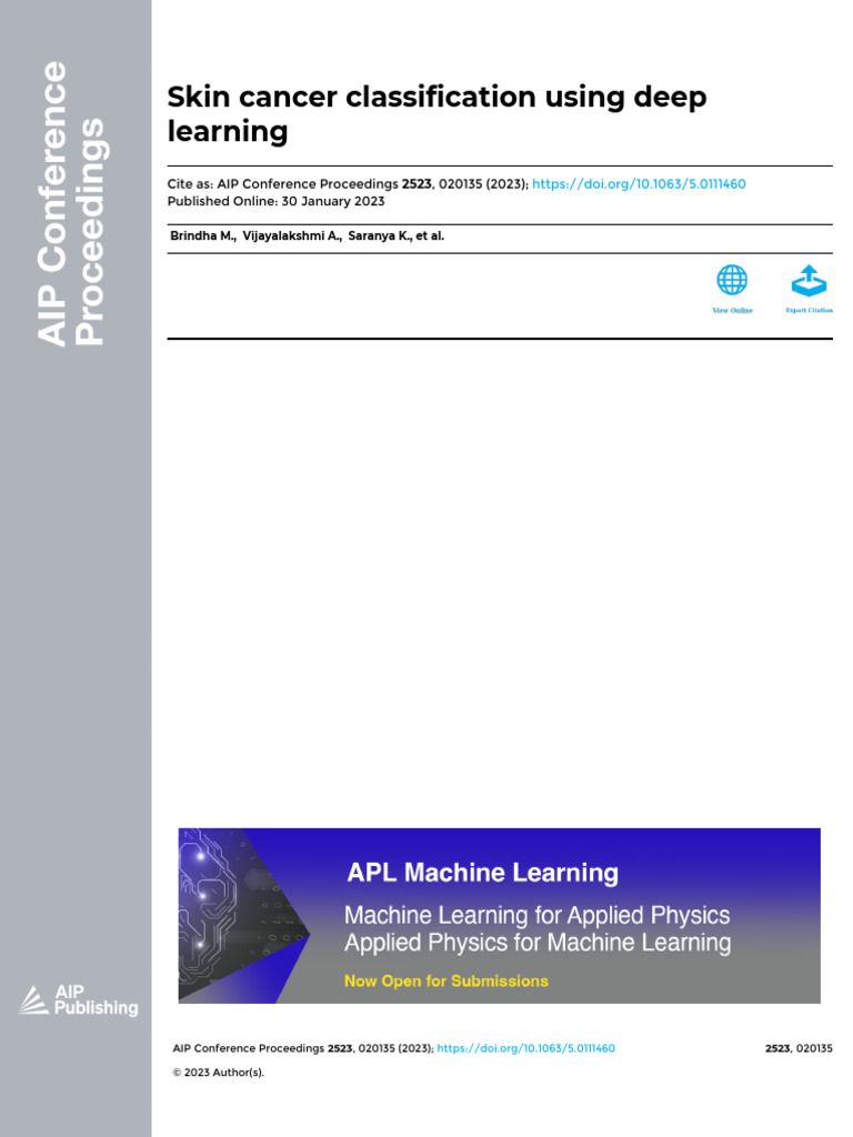 Skin Cancer Classification with Deep Learning | PDF