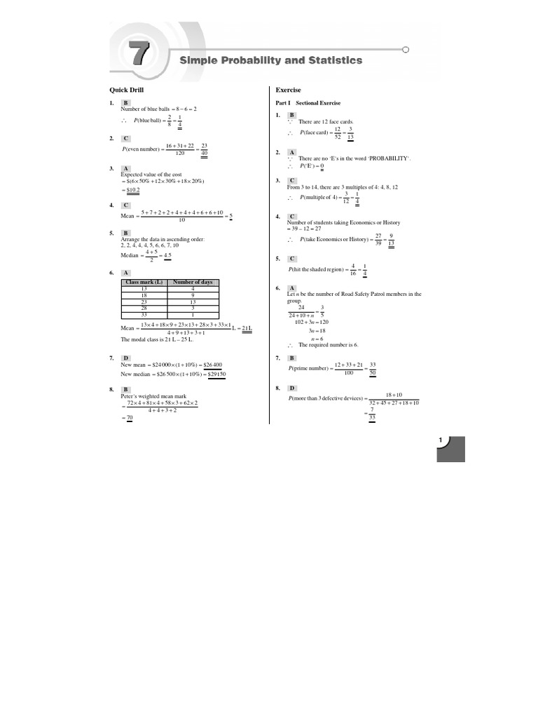 Probability and Statistics Exercises | PDF | Mean