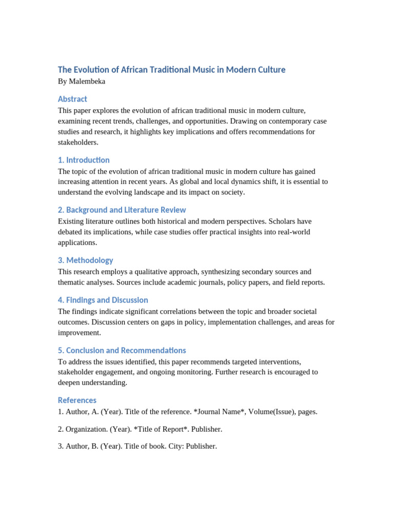 Evolution of African Traditional Music | PDF