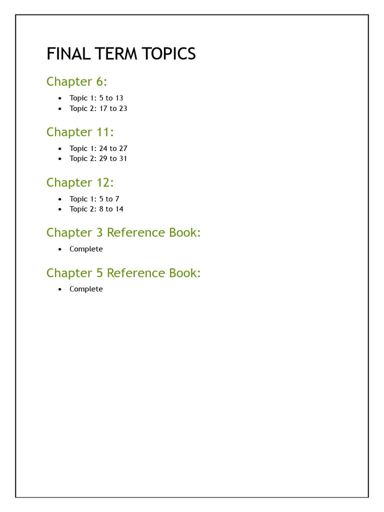 Final Term Topics Overview | PDF