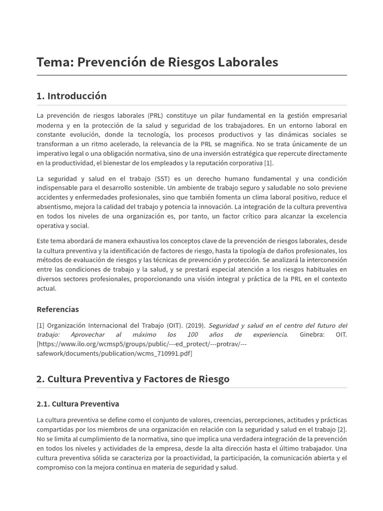 Prevencion Riesgos Laborales | PDF | Seguridad y salud ocupacional ...