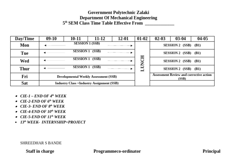 Time Table | PDF