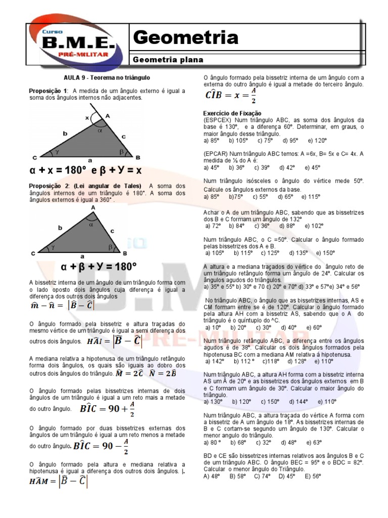 Nota Geometria Aula 1 | PDF | Triângulo | Geometria Euclidiana