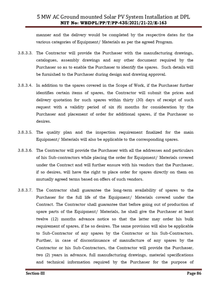 DPL 5 MW Solar Phase II EPC West Bengal Dec 2021 86 | PDF