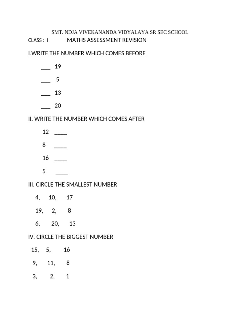 Grade 2 Maths Assessment Paper | PDF