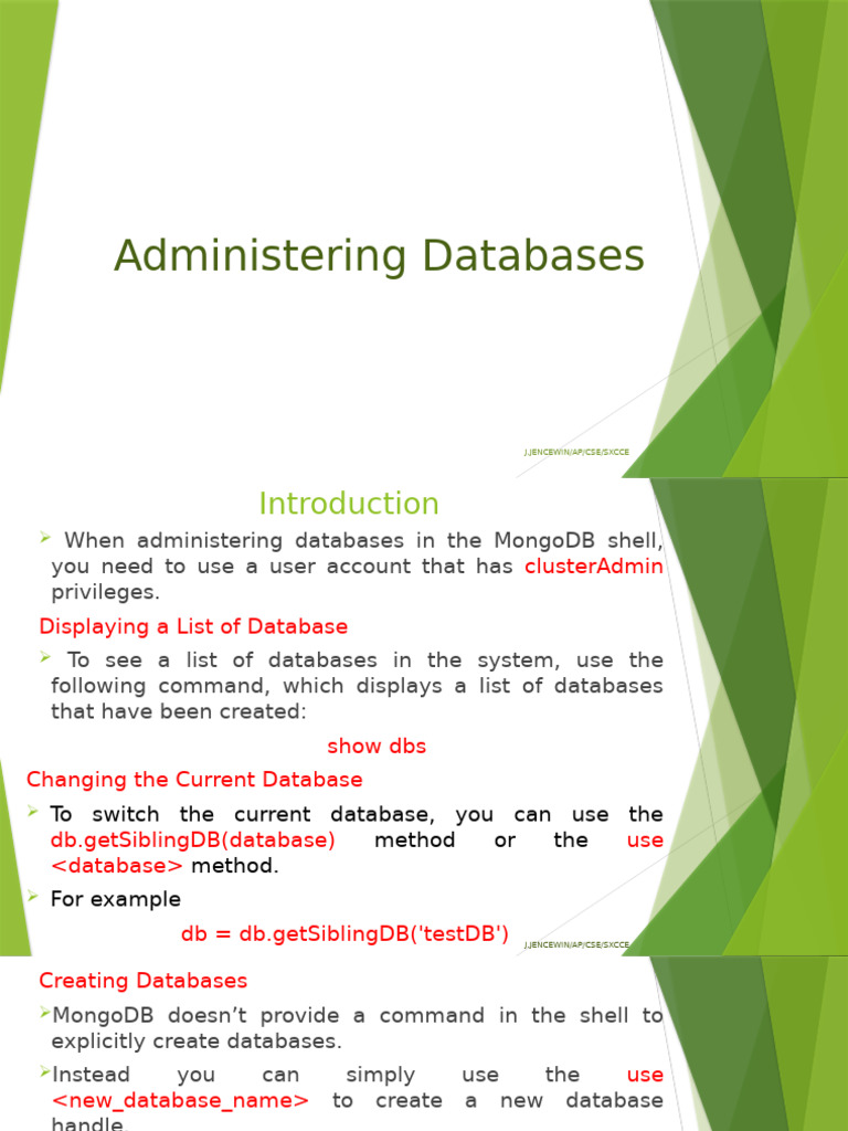 MongoDB Database Administration Methods | PDF | Databases | Mongo Db