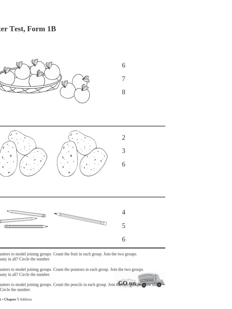Kindergarten Addition Test Form 1B | PDF