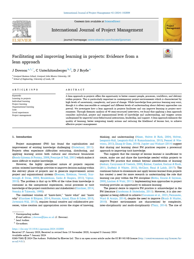 Enhancing Project Learning through Lean | PDF | Learning | Project ...