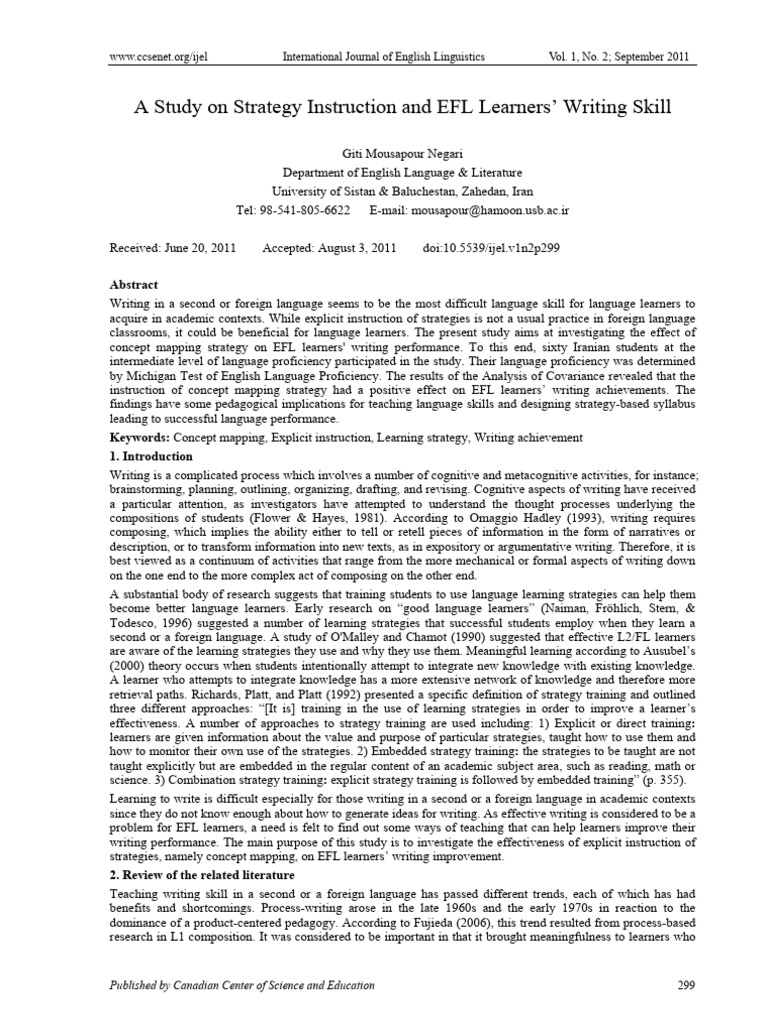 Concept Mapping in EFL Writing Skills | PDF | Learning | Reading ...