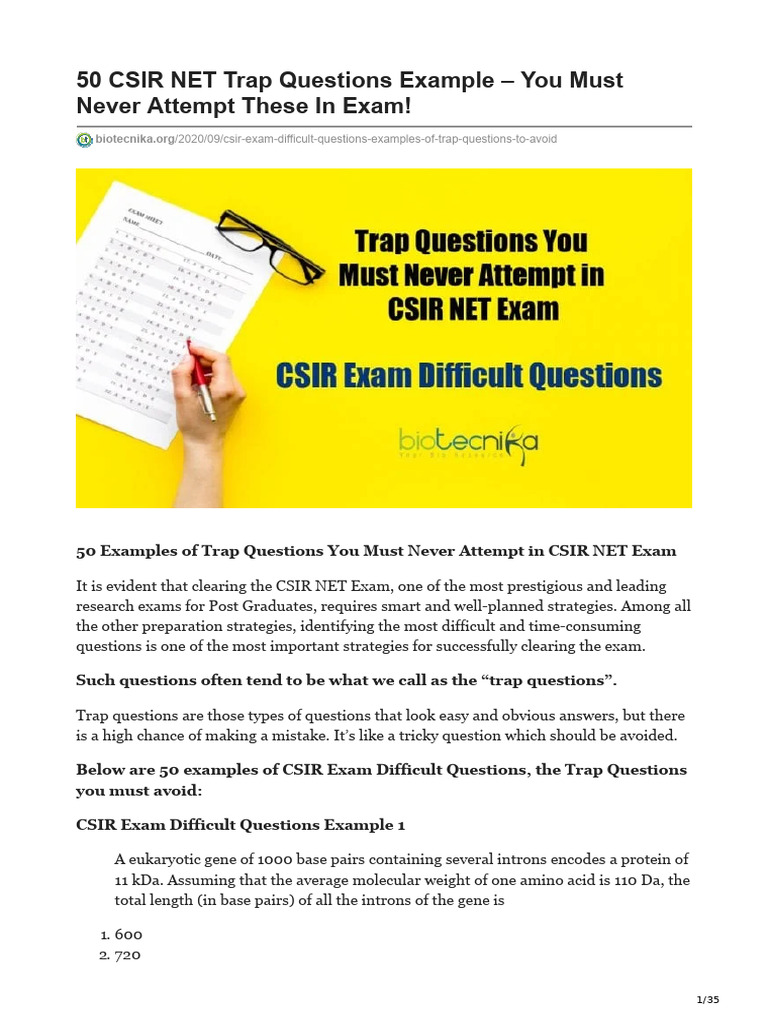 50 CSIR NET Trap Questions Example You Must Never Attempt These in Exam ...