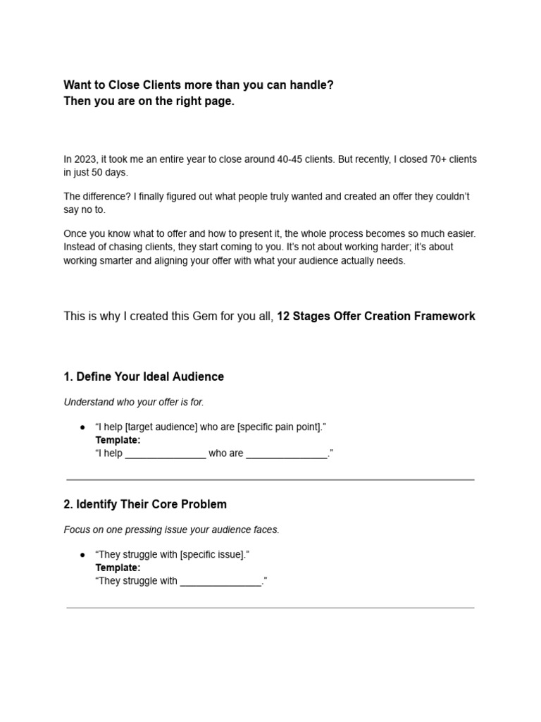 12 Stages of Offer Creation Framework | PDF | Business Economics | Business