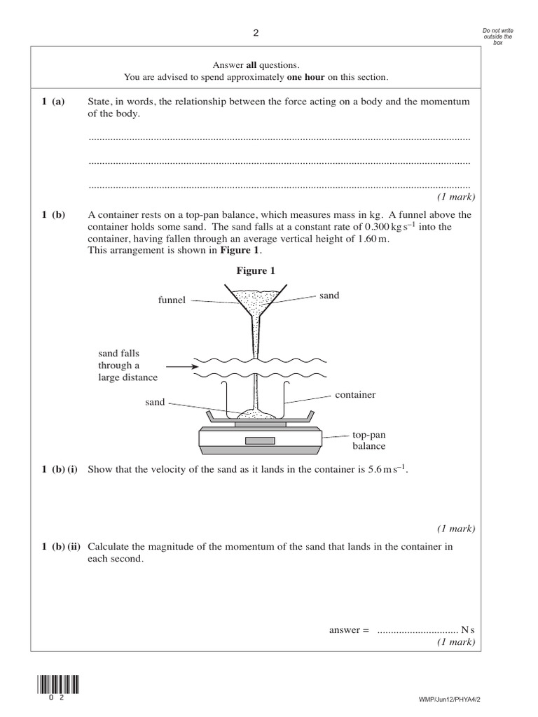 Physics Exam Questions on Momentum and Collisions | PDF | Collision | Force