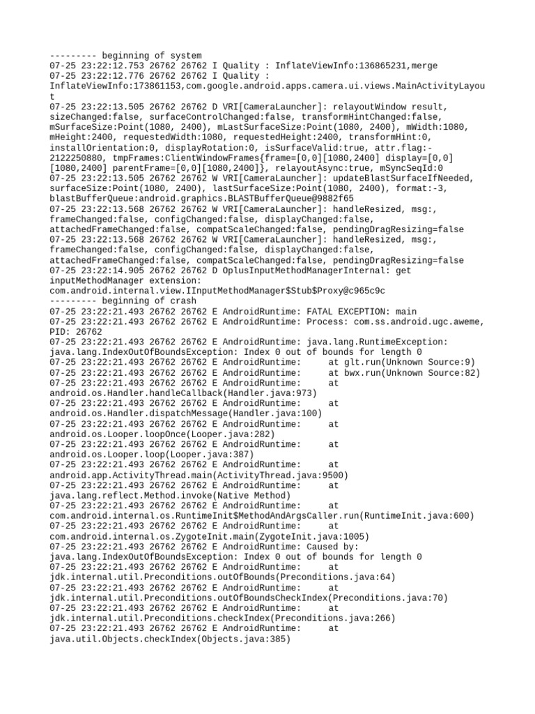 Android Runtime Crash Log Analysis | PDF | Software | Computing