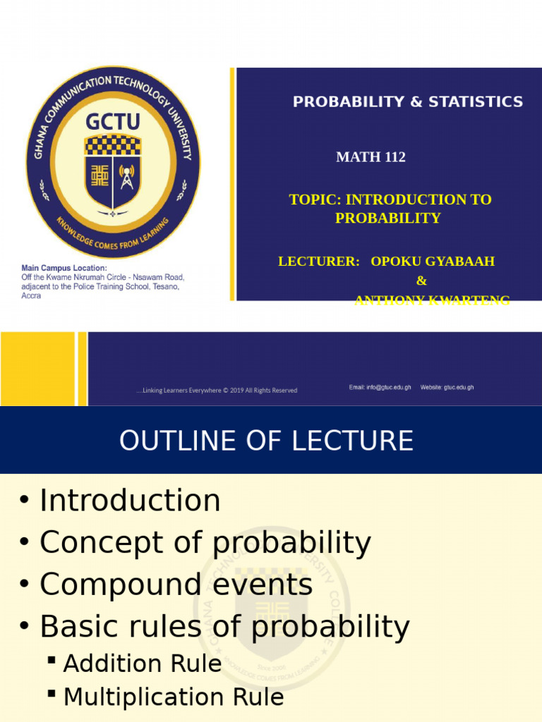 Probabality & Statistics Slide On Introduction To Probability | PDF ...