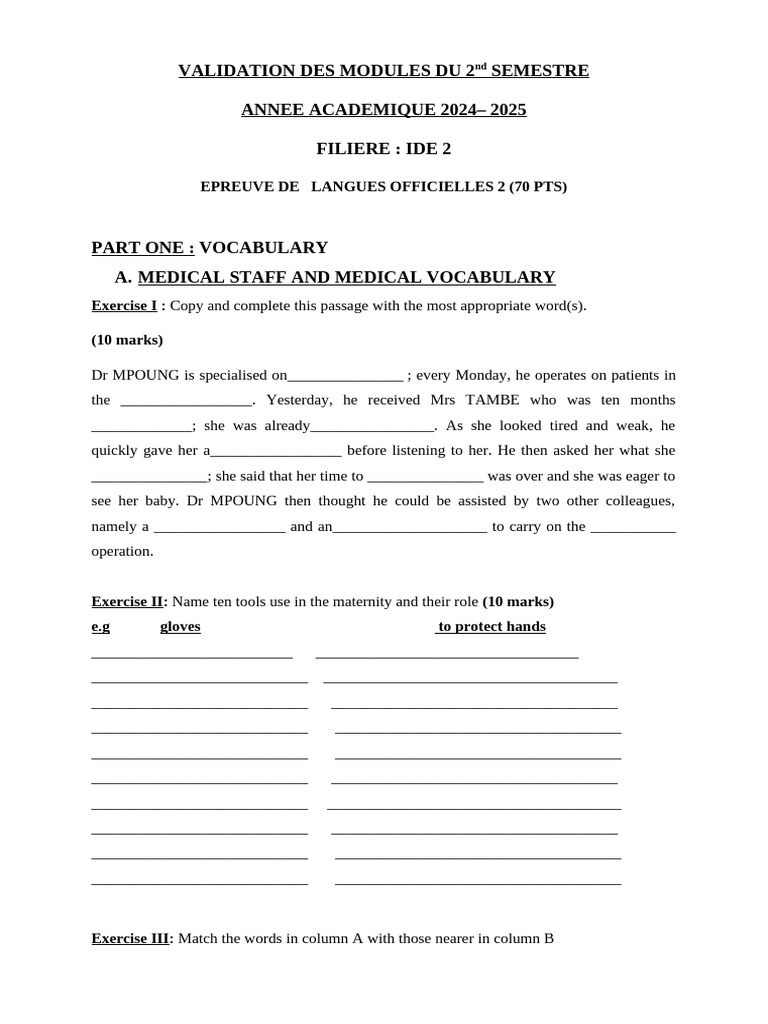 Medical Vocabulary and Dialogue Exercises | PDF | Clinical Medicine ...
