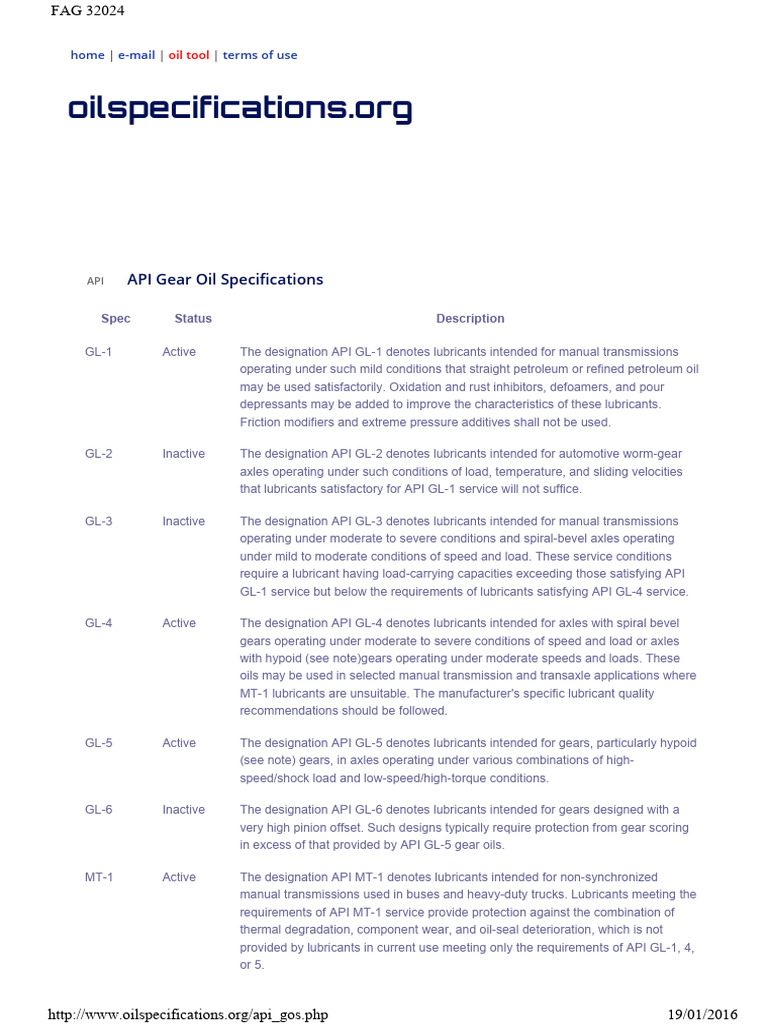 API Gear Oil Specifications Overview | PDF | Mechanical Engineering ...