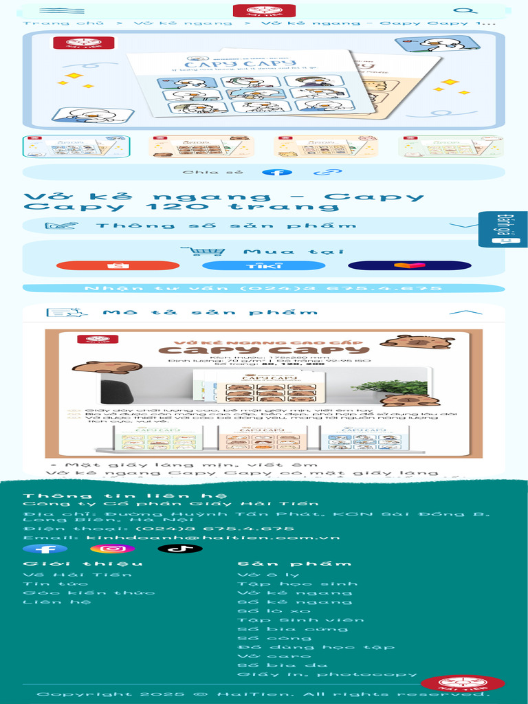 Vở Kẻ Ngang - Capy Capy 120 Trang | PDF
