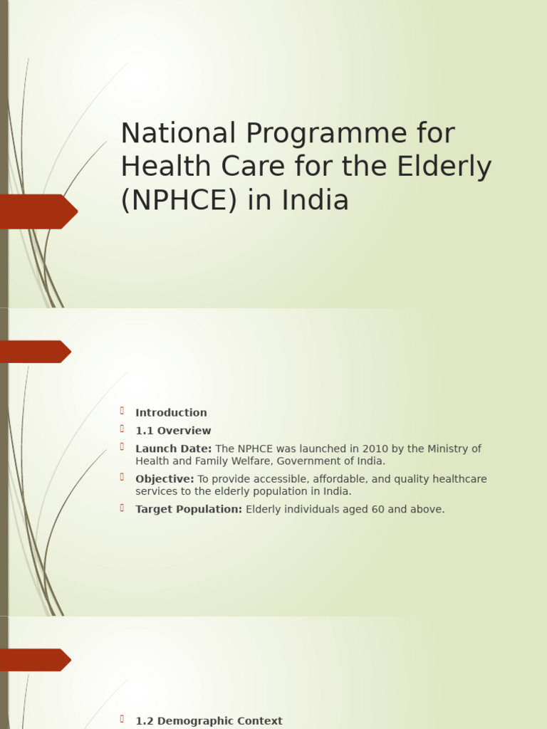NPHCE: Elderly Health Care in India | PDF | World Health Organization ...