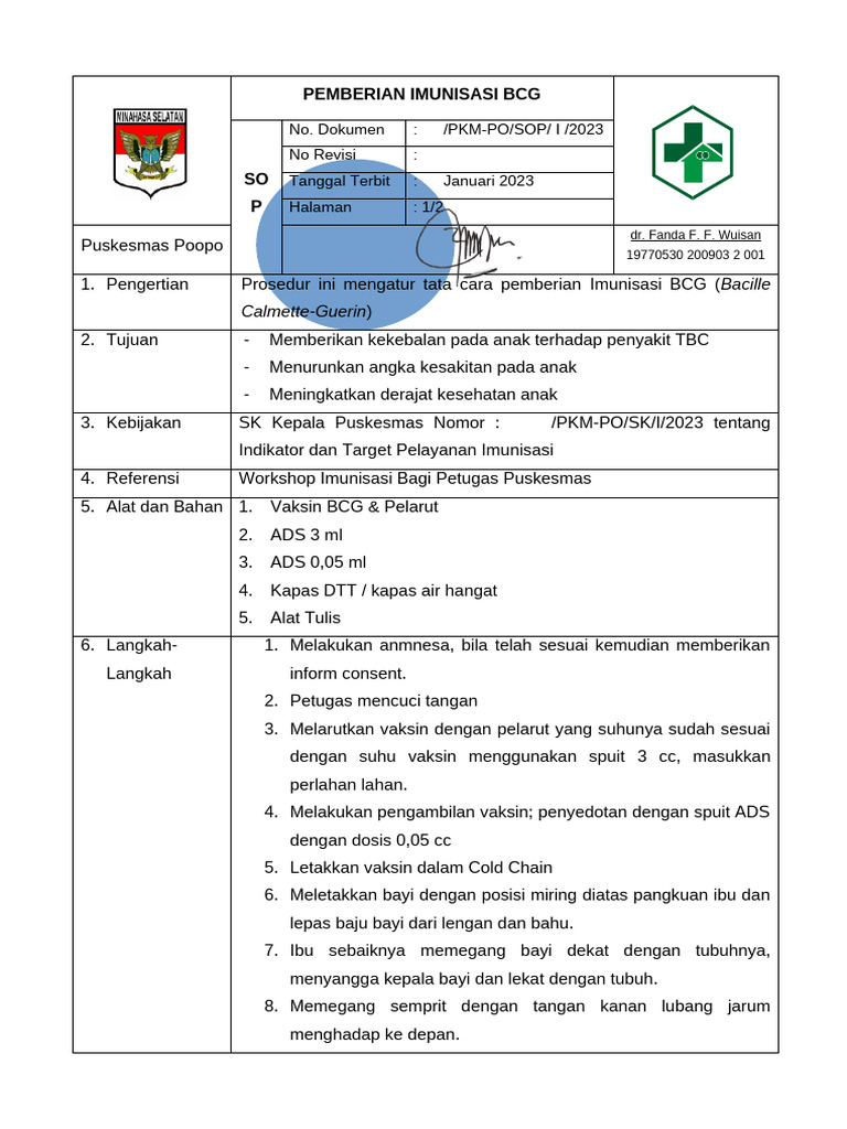 Sop BCG | PDF