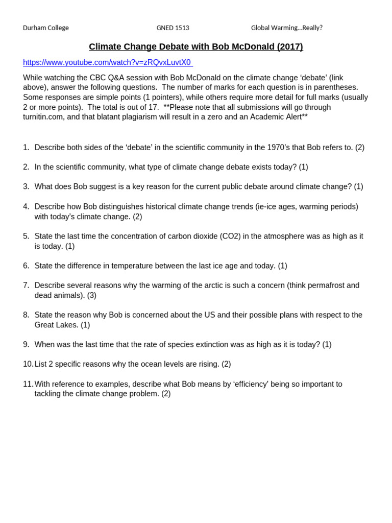 2HW-Climate Change Debate McDonald Qs 2 | PDF