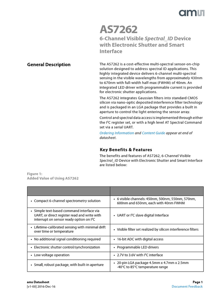 AS7262 Datasheet | PDF | Electronics | Electrical Engineering