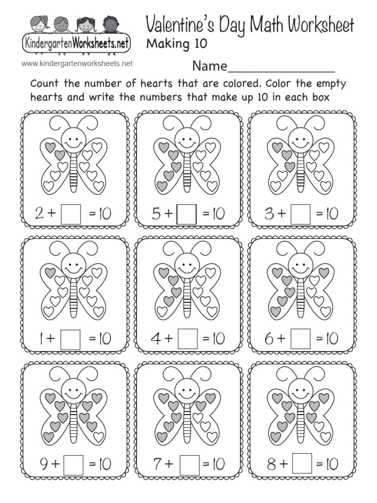 Valentine's Day Math Worksheet for Kids | PDF