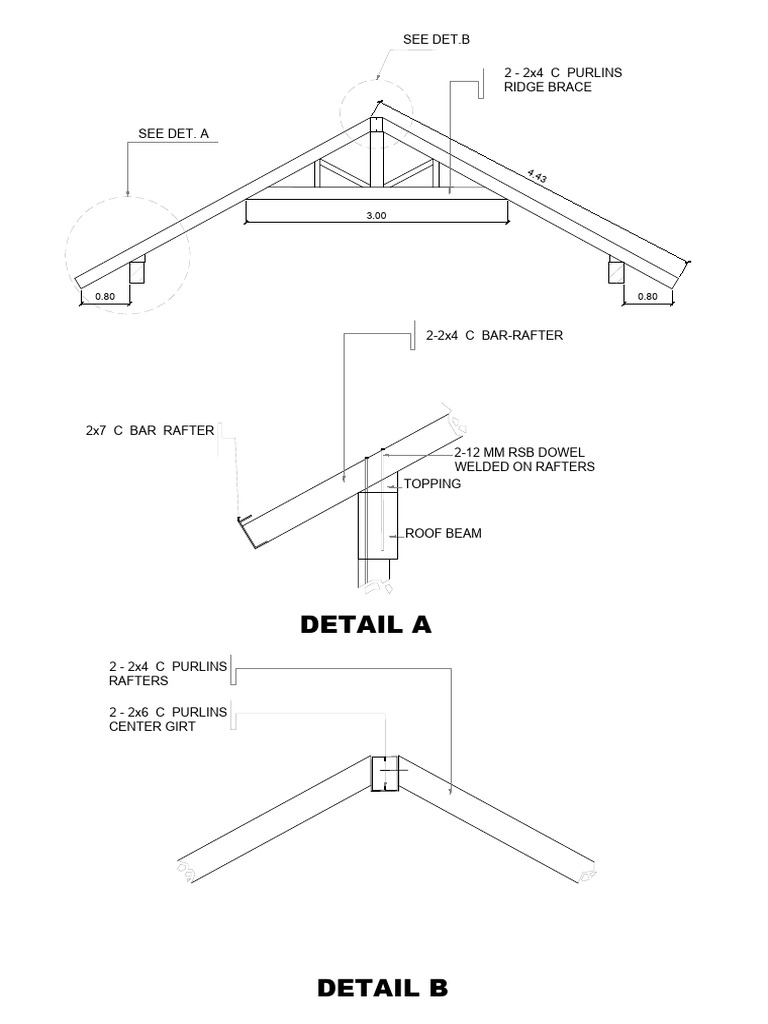 Roof Beam and Rafter Details | PDF
