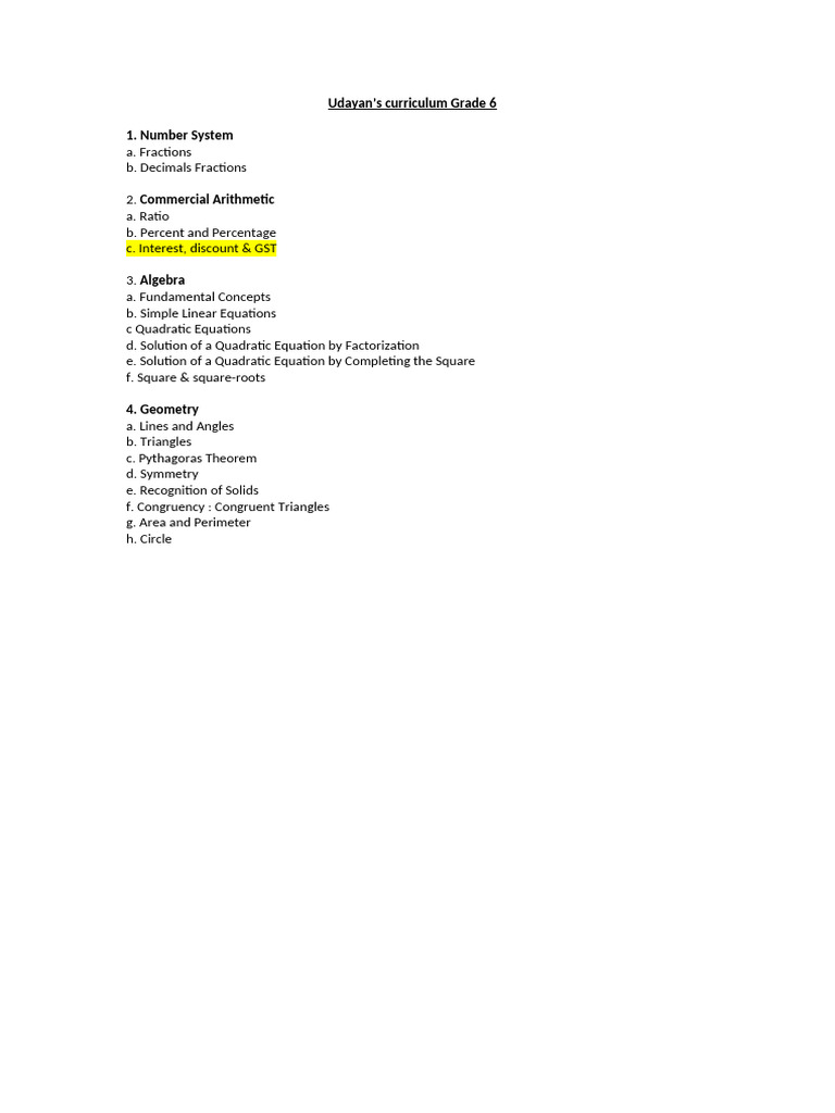Grade 6 Math Curriculum Overview | PDF
