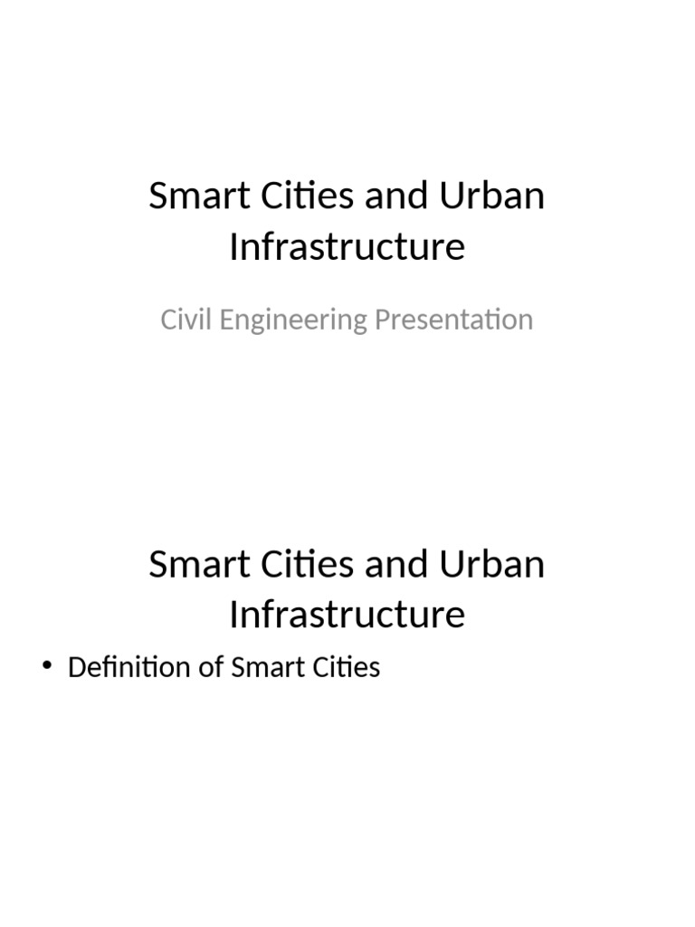 Smart Cities and Urban Infrastructure | PDF